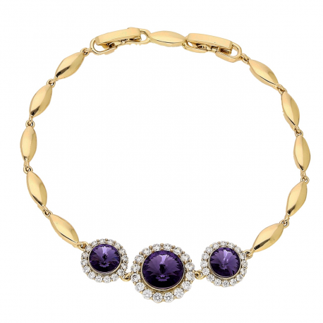 BRANSOLETKA POZŁACANA 18,5-16,5 CM 13 MM AMETHYST CRYSTAL XUPING 87704