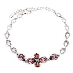 BRANSOLETKA RODOWANA 16+4 CM 15 MM ROSE CRYSTAL XUPING 87709