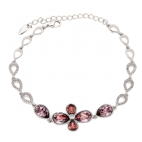 BRANSOLETKA RODOWANA 16+4 CM 15 MM ROSE CRYSTAL XUPING 87709
