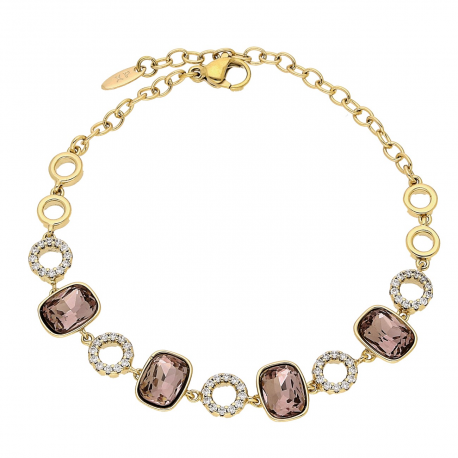 BRANSOLETKA POZŁACANA 15+5 CM 9 MM ROSE LIGHT CRYSTAL XUPING 87724