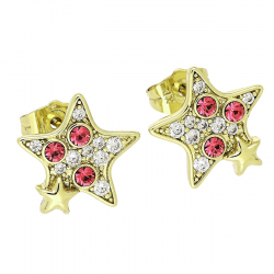 14k KOLCZYKI POZŁACANE 15 MM ROSE CRYSTAL XUPING 87777