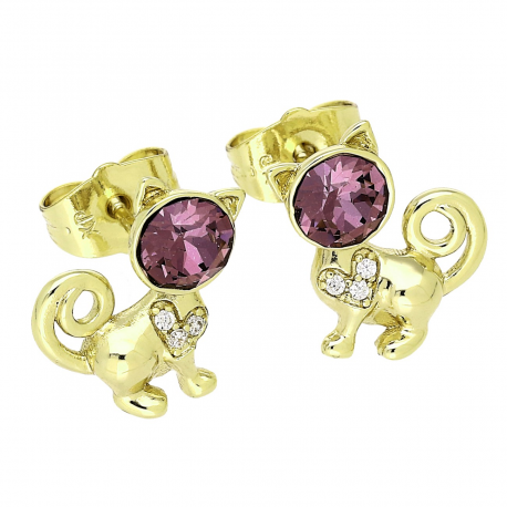 14k KOLCZYKI POZŁACANE 14/11 MM ROSE CRYSTAL XUPING 87778