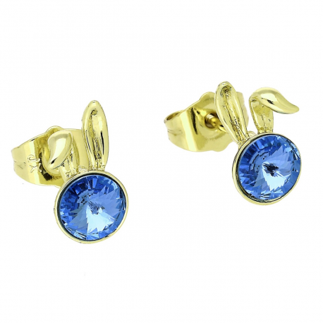 14k KOLCZYKI POZŁACANE 13/8 MM SAPPHIRE LIGHT CRYSTAL XUPING 87781