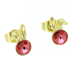 14k KOLCZYKI POZŁACANE 13/8 MM ROSE LIGHT CRYSTAL XUPING 87782