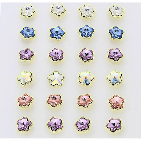 14k KOLCZYKI POZŁACANE 7 MM MIX KOLORÓW CRYSTAL XUPING 87784