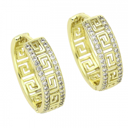 14k KOLCZYKI POZŁACANE 21/6 MM GRECKIE KOŁA Z BRYLANTAMI XUPING 87799