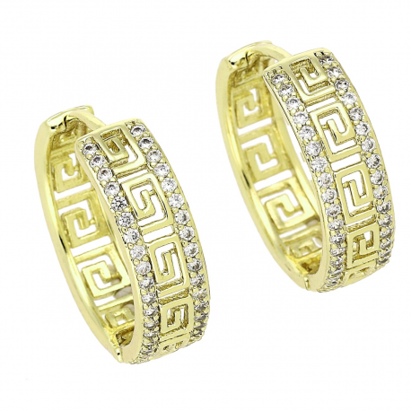 14k KOLCZYKI POZŁACANE 21/6 MM GRECKIE KOŁA Z BRYLANTAMI XUPING 87799
