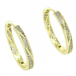 14k KOLCZYKI POZŁACANE 21/3 MM KOŁA Z BRYLANCIKAMI XUPING 87802