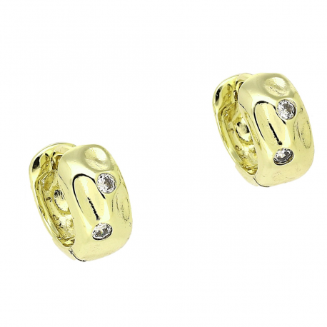 14k KOLCZYKI POZŁACANE 11/6 MM KÓŁECZKA Z DWOMA BRYLANTAMI XUPING 87803