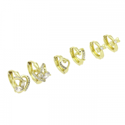 14k TRZY PARY KOLCZYKÓW POZŁACANYCH XUPING 87804