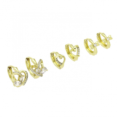 14k TRZY PARY KOLCZYKÓW POZŁACANYCH XUPING 87804