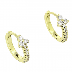 14k KOLCZYKI POZŁACANE 13/5 MM KÓŁKA Z BRYLANTAMI XUPING 87807