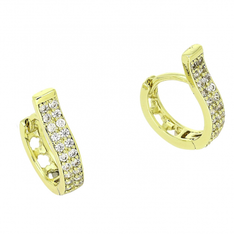 14k KOLCZYKI POZŁACANE 16/3 MM KÓŁKA Z BRYLANTAMI XUPING 87808