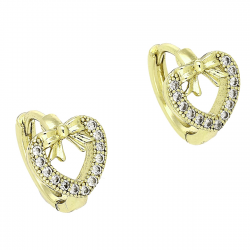 14k KOLCZYKI POZŁACANE 12/10 MM BRYLANTOWE SERCA XUPING 87809
