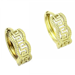 14k KOLCZYKI POZŁACANE 16/7 MM KÓŁKA GRECKI AŻUR XUPING 87812