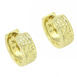 14k KOLCZYKI POZŁACANE 15/6 MM ZŁOTE KÓŁKA POMARSZCZONE XUPING 87815