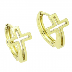 14K KOLCZYKI POZŁACANE 15/10 MM ZŁOTY KRZYŻYK XUPING 87819