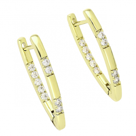 14K KOLCZYKI POZŁACANE 27/2 MM TRADYCYJNE Z BRYLANTAMI XUPING 87835