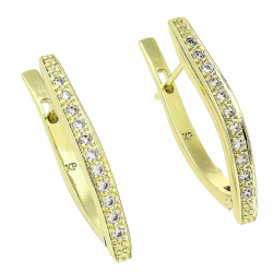 14K KOLCZYKI POZŁACANE 25/3 MM TRADYCYJNE Z BRYLANTAMI XUPING 87836