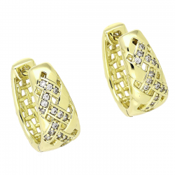 14K KOLCZYKI POZŁACANE 17/8 MM TRADYCYJNE Z BRYLANTAMI XUPING 87839