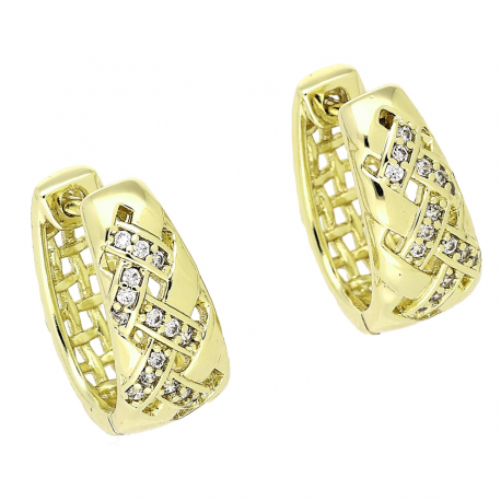 14K KOLCZYKI POZŁACANE 17/8 MM TRADYCYJNE Z BRYLANTAMI XUPING 87839