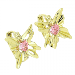 14K KOLCZYKI POZŁACANE 16/16 MM ISKRZĄCE SERCE XUPING 87842