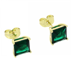 14K KOLCZYKI POZŁACANE 8 MM SZMARAGDOWY RADIANT XUPING 87851
