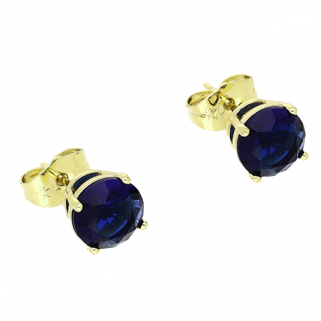 14K KOLCZYKI POZŁACANE 8 MM SZAFIR XUPING 87854