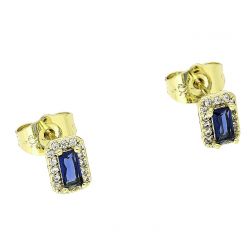 14K KOLCZYKI POZŁACANE 8/5 MM MARKIZKA Z SZAFIREM XUPING 87859