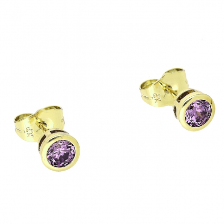 14K KOLCZYKI POZŁACANE 6 MM AMETYST XUPING 87863
