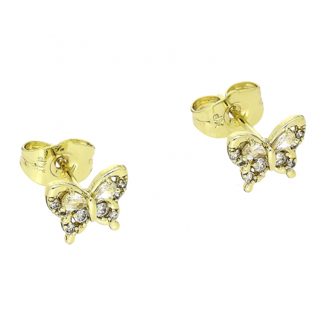 14K KOLCZYKI POZŁACANE 8/9 MM MOTYLEK BRYLANTY XUPING 87865