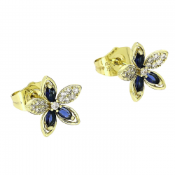 14K KOLCZYKI POZŁACANE 11/12 MM MARGERYTKA SZAFIRY XUPING 87873
