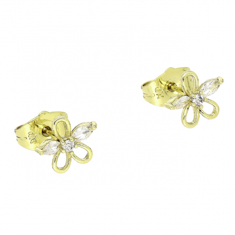 14K KOLCZYKI POZŁACANE 8/9 MM MINI MARGERYTKA BRYLANTY XUPING 87879