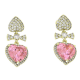 14K KOLCZYKI POZŁACANE 29/13 MM RÓŻOWE SERCA XUPING 87892