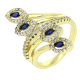 14K PIERŚCIONEK POZŁACANY 28 MM ELEGANCJA SZAFIRÓW XUPING 87894