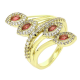 14K PIERŚCIONEK POZŁACANY 28 MM ELEGANCJA RUBINÓW XUPING 87896