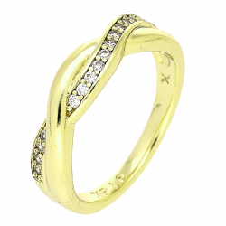 14K PIERŚCIONEK POZŁACANY 5 MM BRYLANTOWA FALA XUPING 87904