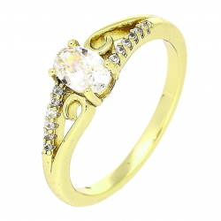 14K PIERŚCIONEK POZŁACANY 6 MM BRYLANTOWY ZARĘCZYNOWY XUPING 87905