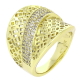 14K PIERŚCIONEK POZŁACANY 19 MM ZŁOTY AŻUR Z BRYLANCIKAMI XUPING 87908