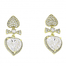 14K KOLCZYKI POZŁACANE 29/13 MM BRYLANTOWE SERCA XUPING 87893