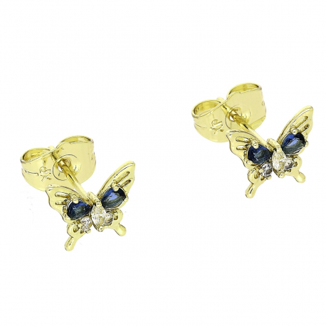 14K KOLCZYKI POZŁACANE 9/10 MM MOTYLEK SZAFIRY XUPING 87867