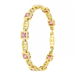 BRANSOLETKA POZŁACANA 18,5-16,5 CM 7 MM RÓŻOWE RADIANTY XUPING 87933