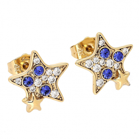KOLCZYKI POZŁACANE 15 MM SAPPHIRE LIGHT CRYSTAL XUPING 87942