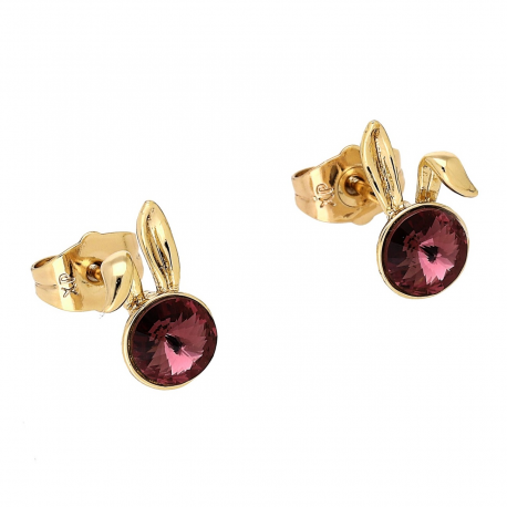 KOLCZYKI POZŁACANE 13/7 MM ROSE CRYSTAL XUPING 87945
