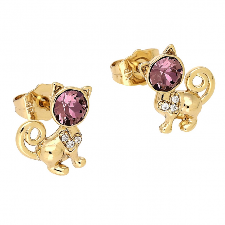 KOLCZYKI POZŁACANE 14/13 MM ROSE LIGHT CRYSTAL XUPING 87946