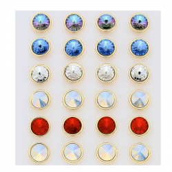18k KOLCZYKI POZŁACANE 8 MM MIX KOLORÓW CRYSTAL XUPING 87957