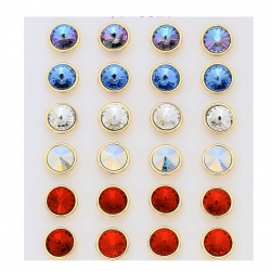 18k KOLCZYKI POZŁACANE 8 MM MIX KOLORÓW CRYSTAL XUPING 87958