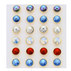 18k KOLCZYKI POZŁACANE 8 MM MIX KOLORÓW CRYSTAL XUPING 87959
