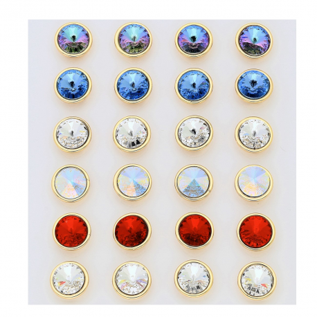 18k KOLCZYKI POZŁACANE 8 MM MIX KOLORÓW CRYSTAL XUPING 87960