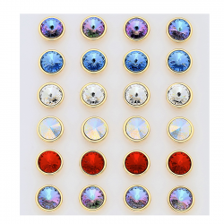 18k KOLCZYKI POZŁACANE 8 MM MIX KOLORÓW CRYSTAL XUPING 87961